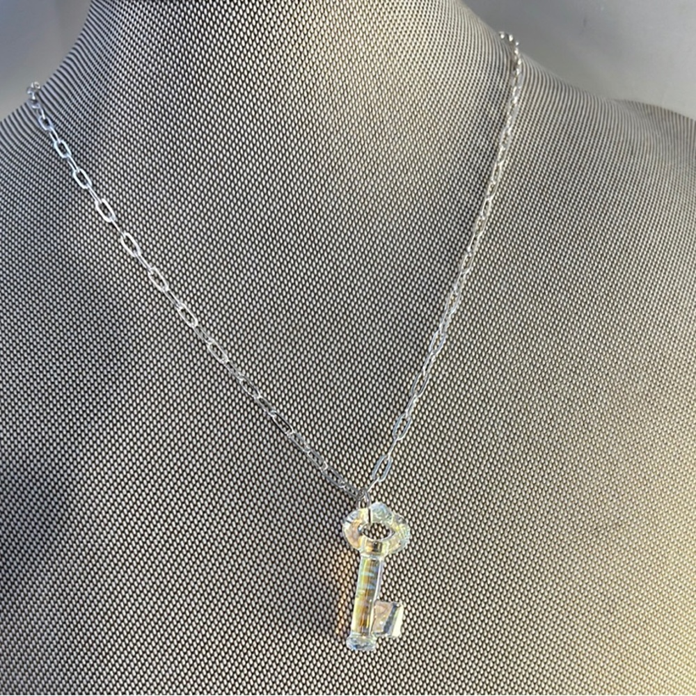 Swarovski Key pendant on a Sterling Silver Chain .925 Necklace